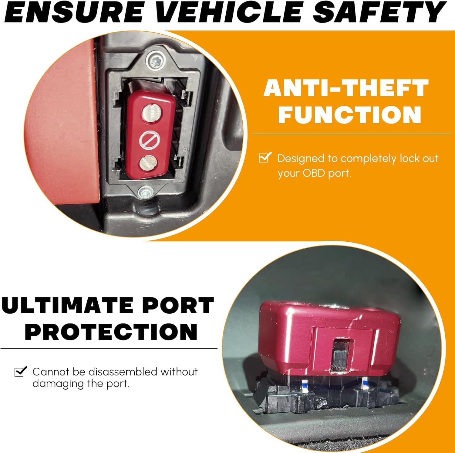 OBD2 Port Anti-Theft Locking Tool, OBD2 Lock Car Anti Theft Device, Anti Theft Car Device OBD Port Protector, Compatible with GM Chevrolet GMC Cadillac Vehicles (Version 2, Aluminum)