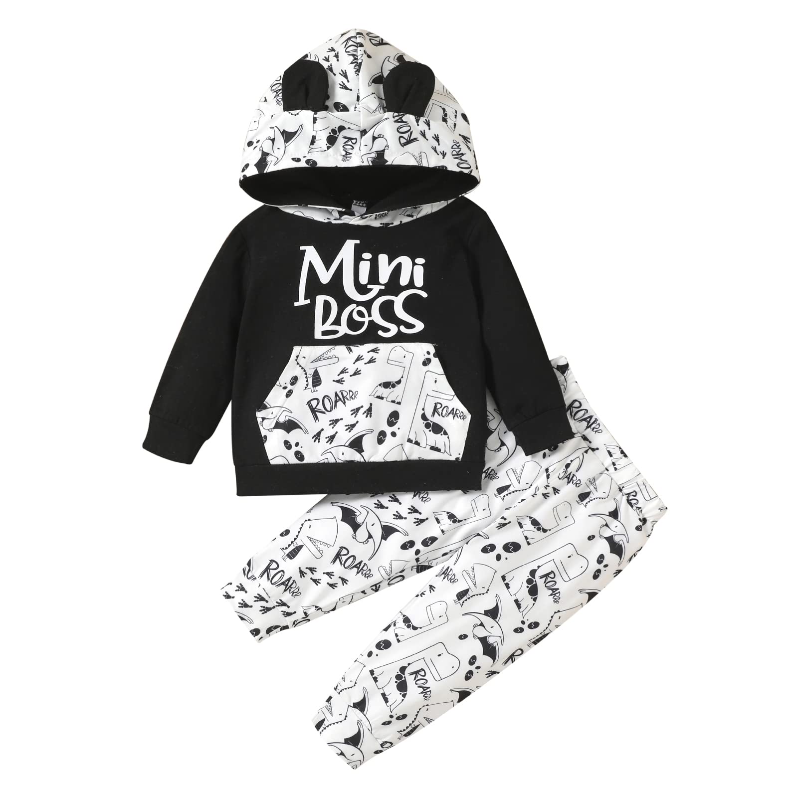 Geagodelia Baby Boys Clothing Outfit Baby Clothing Set Long Sleeve Hoodie Top + Trousers Newborn Soft Baby Set Mini Boss