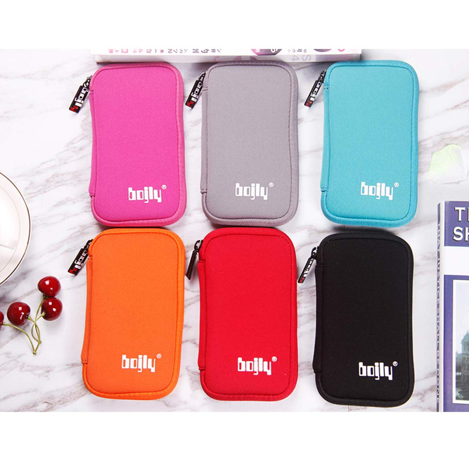 Borsa portaoggetti per schede di memoria, borsa per accessori elettronica in nylon impermeabile imbottita custodia di protezione con 9 capacità per USB chiave, cavo per auricolari e disco rigido