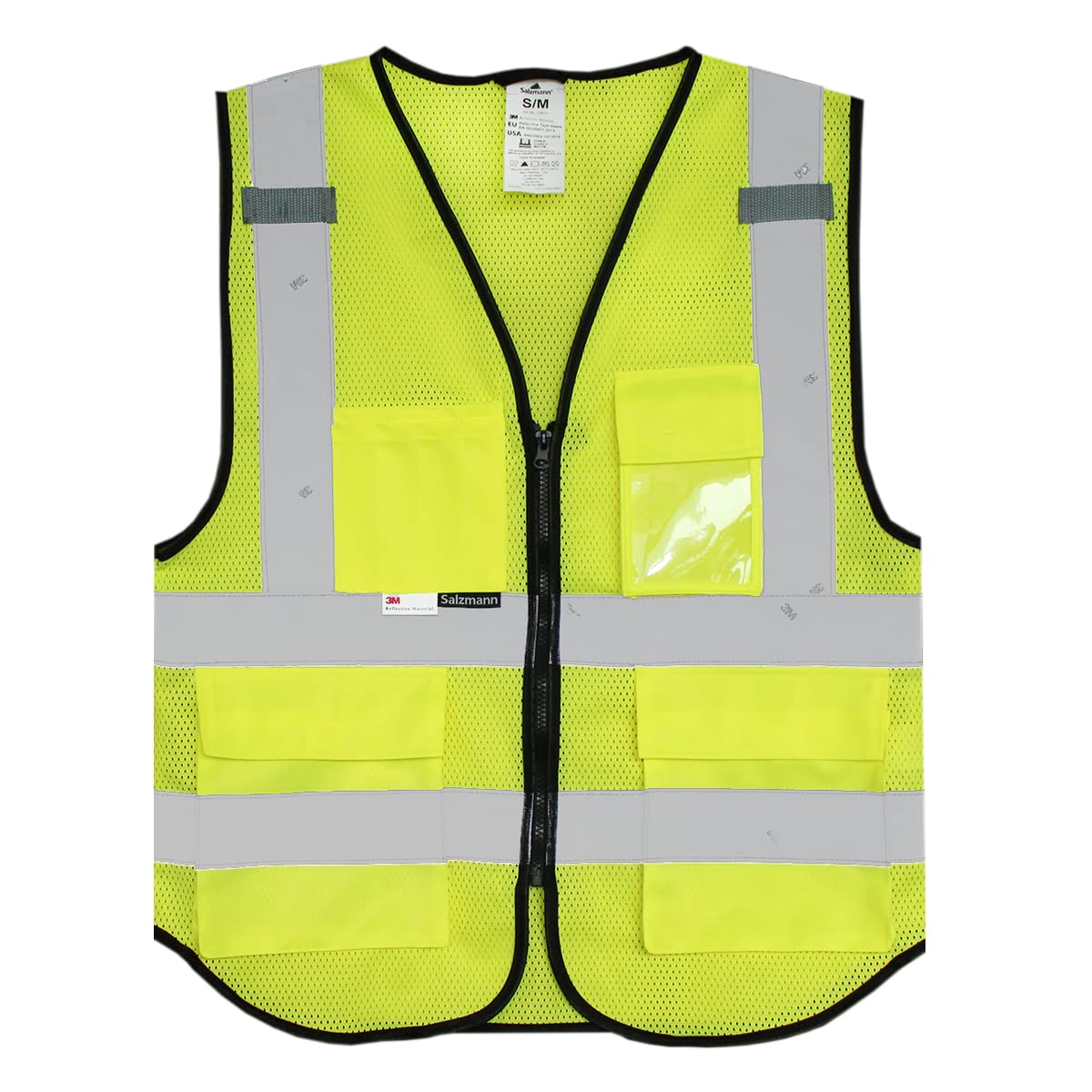 Salzmann Chaleco de Seguridad Multibolsillos | 14 Colores y 5 Tamaños | Hecho con cinta reflectante 3M