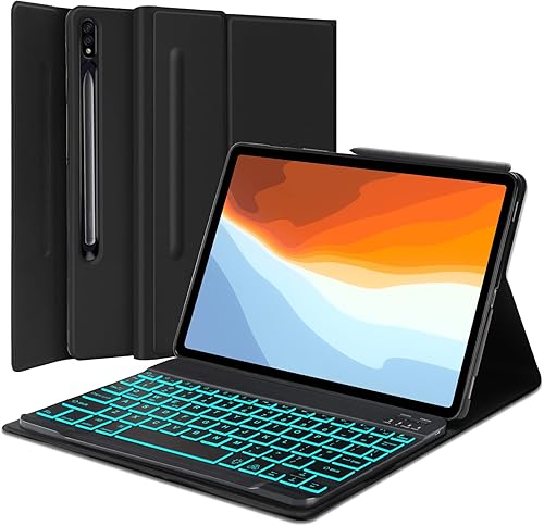 Funda para teclado Samsung Galaxy Tab S7S8 de 11 pulgadas Funda protectora con soporte para S Pen Teclado magnético Bluetooth con retroiluminación