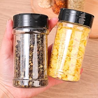Clear Plastic Spice Jar with Shaker Lids Kitchen Seasoning Containers for Kitchen,170ml