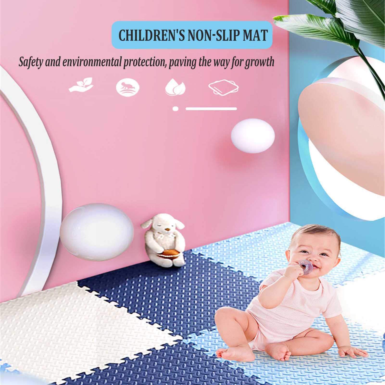 Alfombrillas De Rompecabezas para Bebé 23 X 23 Pulgadas, Alfombrilla Baldosas Espuma EVA Entrelazadas, Protección Pisos Garaje Ejercicio Yoga Sala Juegos,White+Gray+Black,9
