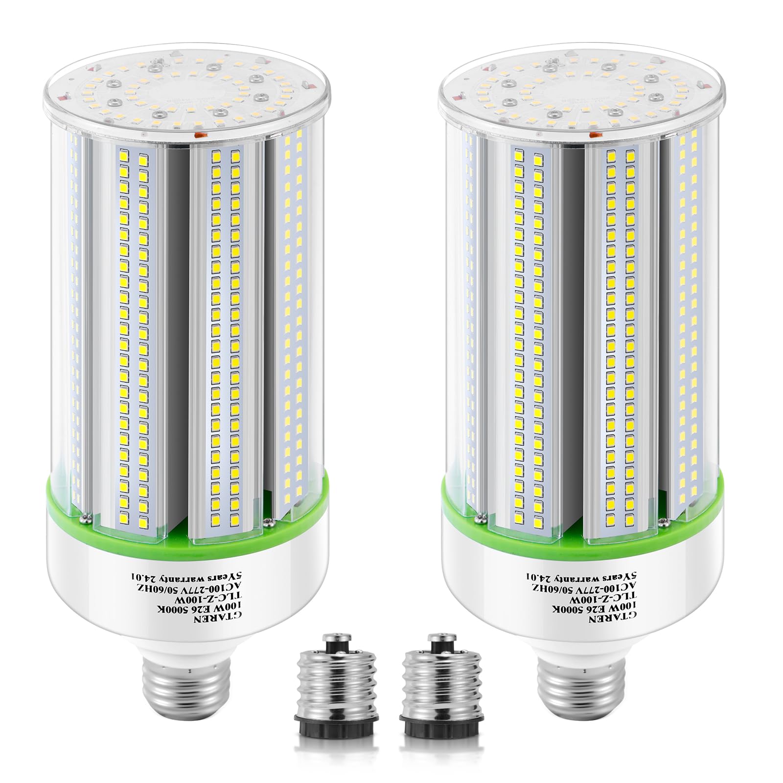 2-Pack 100W LED Corn Bulbs,5000K,AC110-277V,14000lm,E26/E39 Base,LED Replacement Metal Halide HID CFL for Commercial Industrial Lighting Warehouse High Bay Light Fixture Garage Workshop