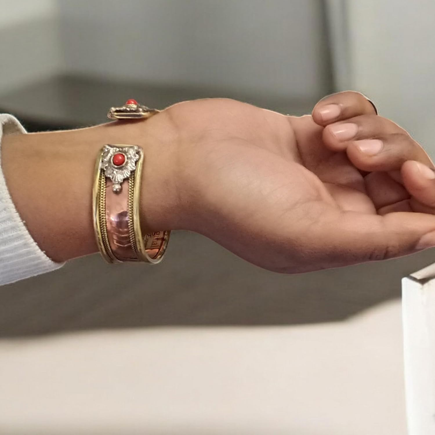 Pure Copper Bracelet – Om Namah Shivaya Engraved Handmade Bangle | Open Cuff Copper Jewelry for Men & Women | Adjustable Yoga, Wedding & Spiritual Gift - Image 4