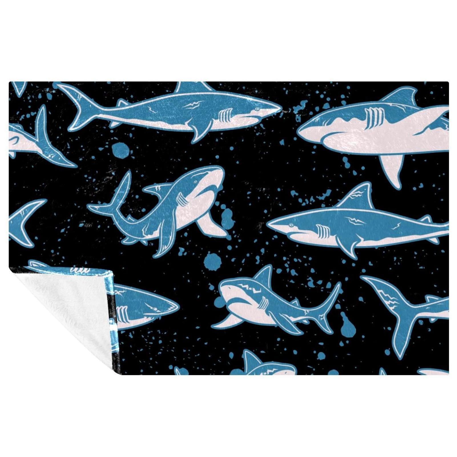 Couverture requin bleu plaid chaud 150x100 cm contre le froid du canapé