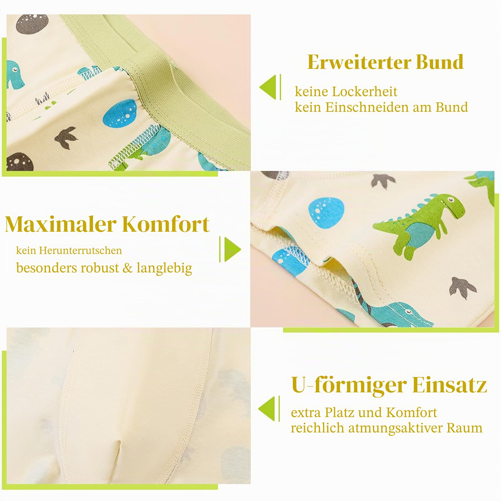 Boxershorts für Jungen Weiche Bequeme Boyshorts Dinosaurier Muster Boxershorts Unterwäsche 12er-Pack, 2–12 Jahre