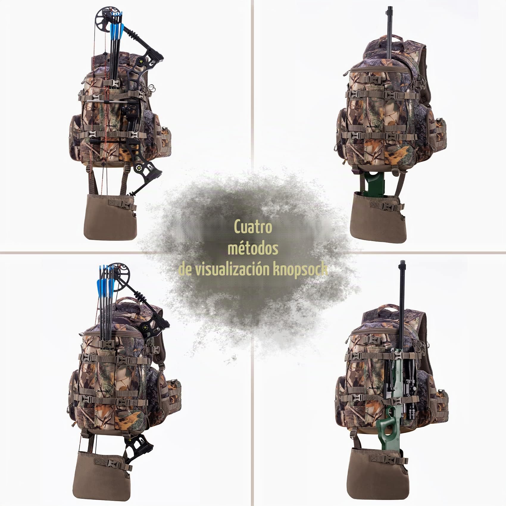 BLISSWILL - Mochila de caza grande para rifle de arco con cubierta impermeable para lluvia, accesorios de equipo de caza, 40 l