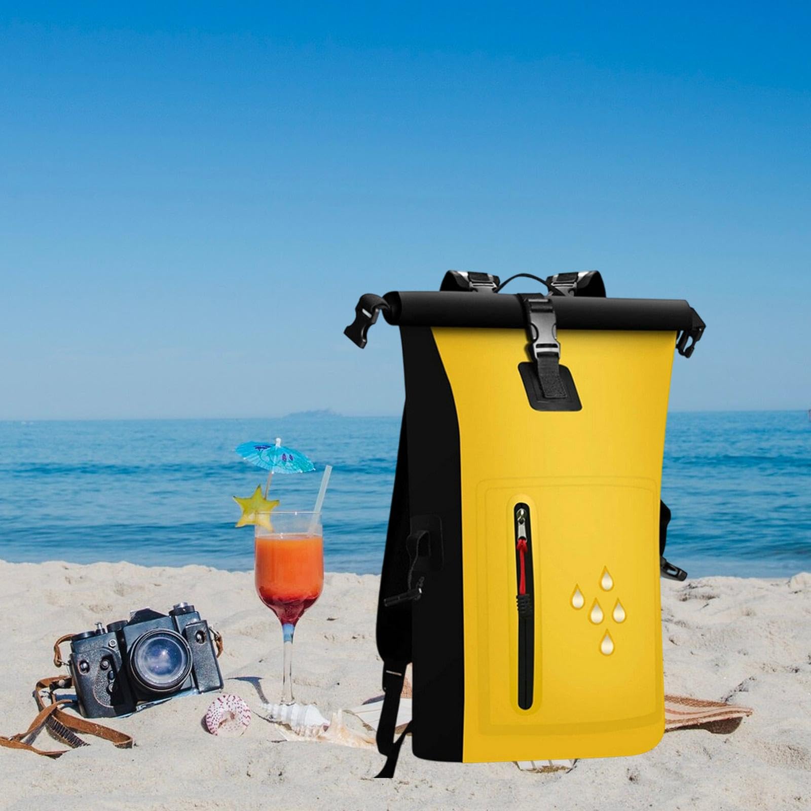 Milageto Borsa stagna Impermeabile, Sacca stagna da 25 Litri, Borsa Galleggiante Resistente agli Strappi, Zaino Impermeabile per Kayak, Canoa, Campeggio