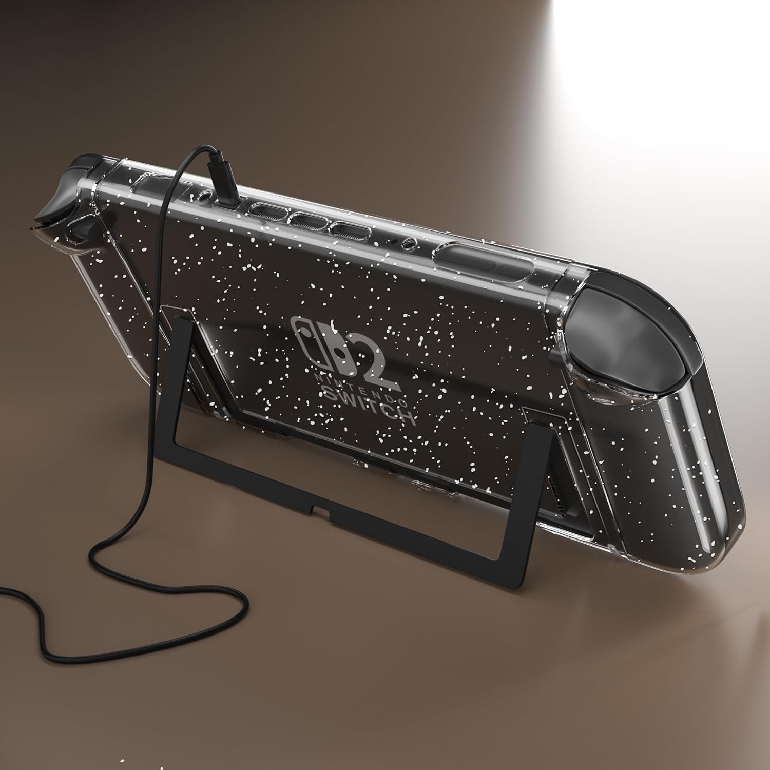 PAWDIARY Clear Switch 2 Accessories Case, Glitter PC Switch 2 Protective Cover for New Switch 2025 Console & Controller Grip with HD Screen Protector and 4 Thumb Caps, Sparkle Hardshell Skin Kit - Image 8