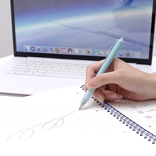 Miniatura 10 de Linbsunne Bolígrafos negros de punta media de 0.039 pulgadas con agarre súper suave, bolígrafos retráctiles de oficina para hombres y mujeres (18