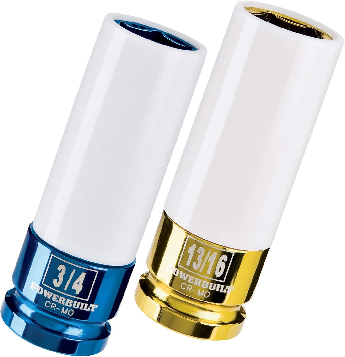 Powerbuilt 2 Piece SAE Impact Lug Nut Socket, 3/4-Inch and 13/16-Inch Non-marring and Thin Wall Lug Nut Socket, 1/2 Inch Drive, Protects Lug Nuts from Damage - 642396