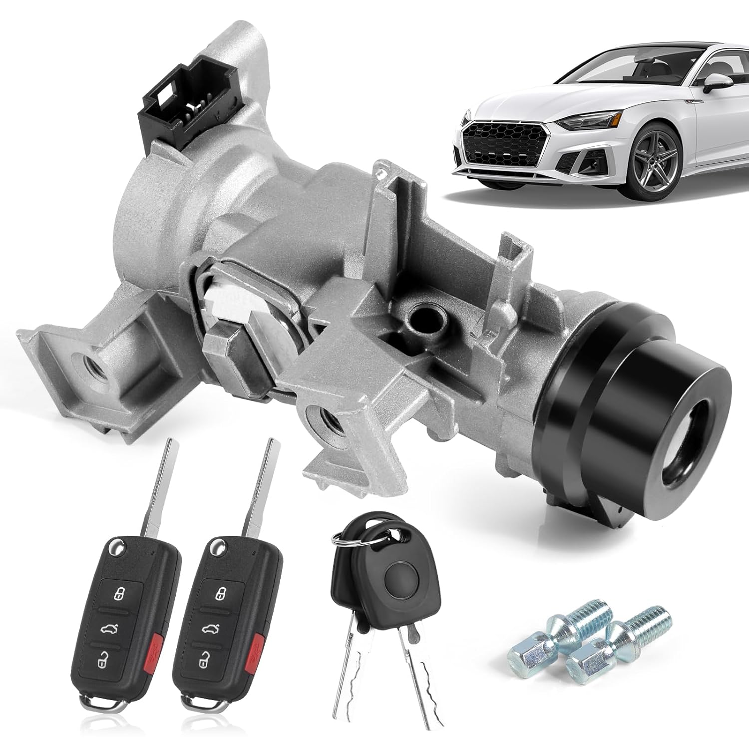 1K0905851B Ignition Lock Cylinder with Key & Starter Ignition Switch - Compatible with VW Jetta 2006-2018, Golf 2004-2011, Rabbit 2006-2009, EOS 2007-2011, Tiguan 2009-2017 (with Intelligent Key)