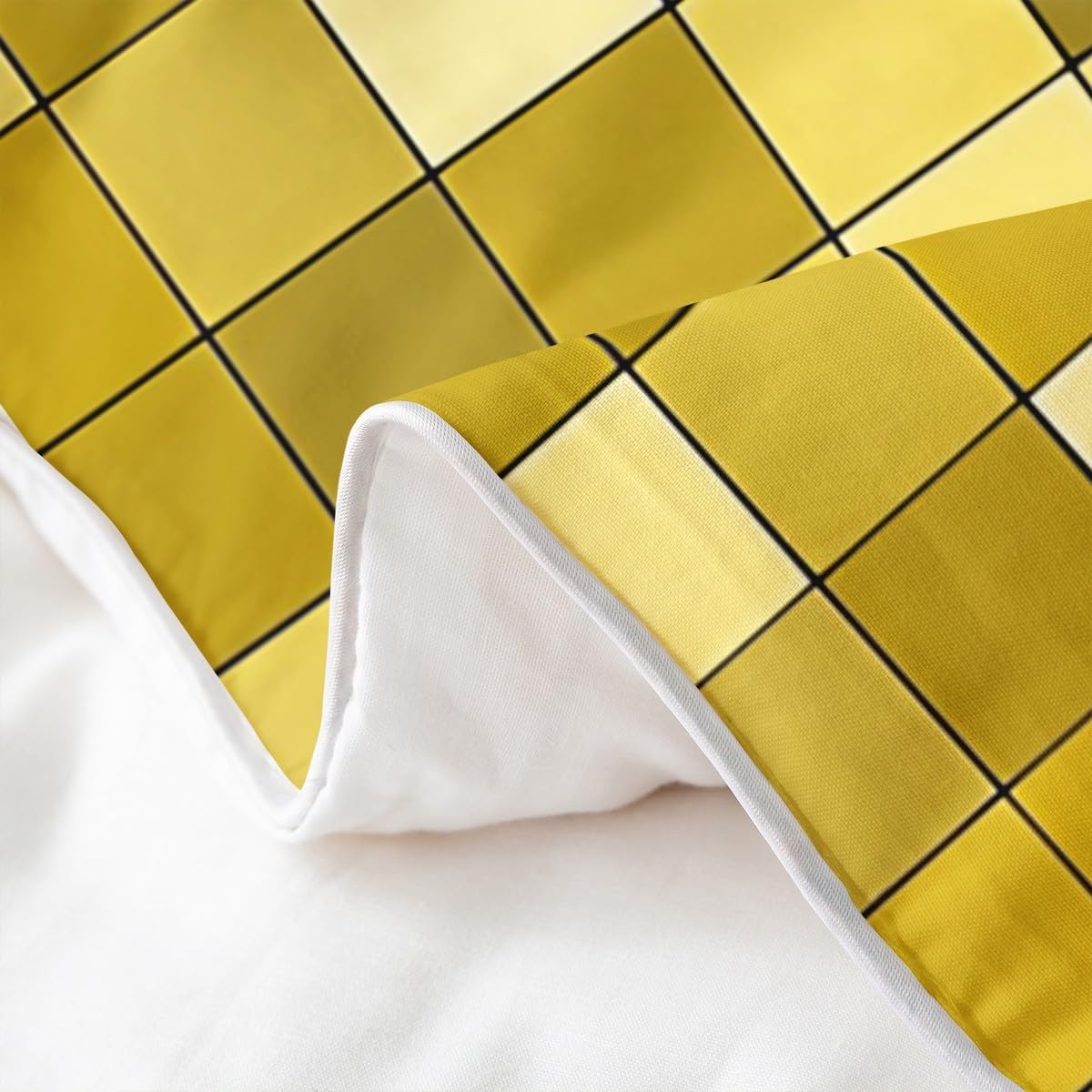 Manfei Pixelated Miners Game Duvet Cover Set Full Size 100% Cotton,Video Games Gamepad Gaming Kids Bedding Set,Modern Geometric Square Room Decor,Yellow Quilt Cover,2 Pillowcases(No Filler) image 5