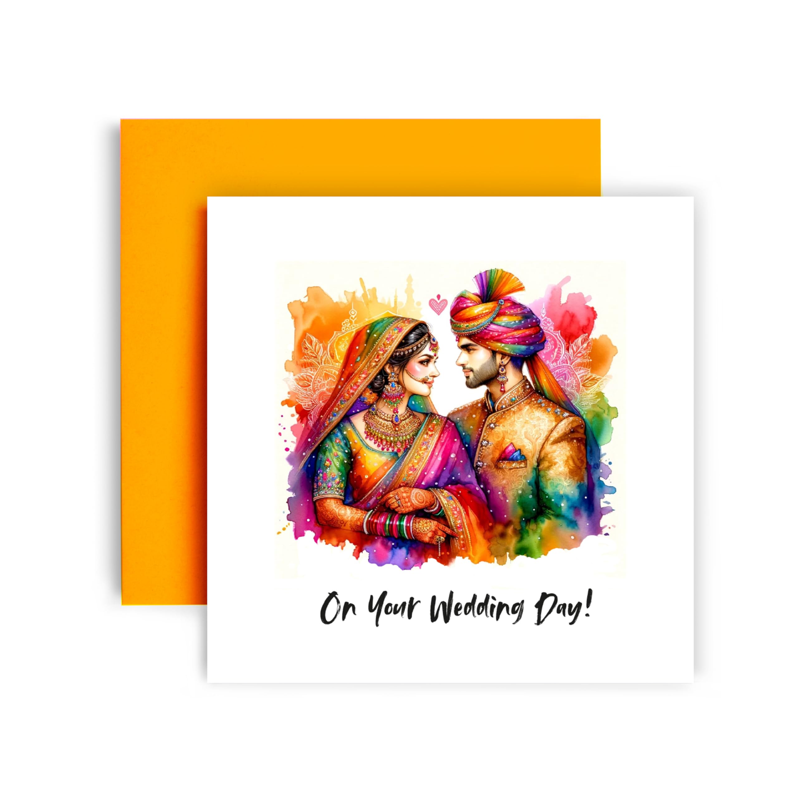 Huxters Indian Wedding Day Card for Couple - Mr and Mrs Greeting Card- Just Married Card from Friends and Family - Wedding Congratulations Card 14.8cm
