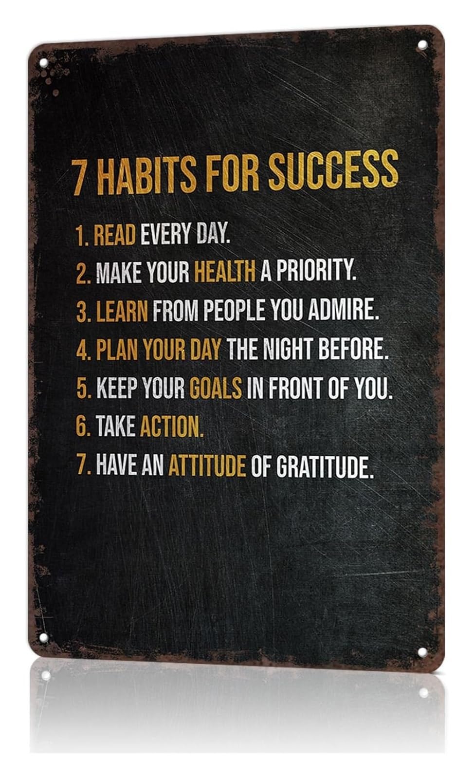 ZDVHOMCB Sarcastic Metal Sign 7 Habits For Success Vintage Style Tin Board For Basement Workshop Game Room 8 X 12 inch