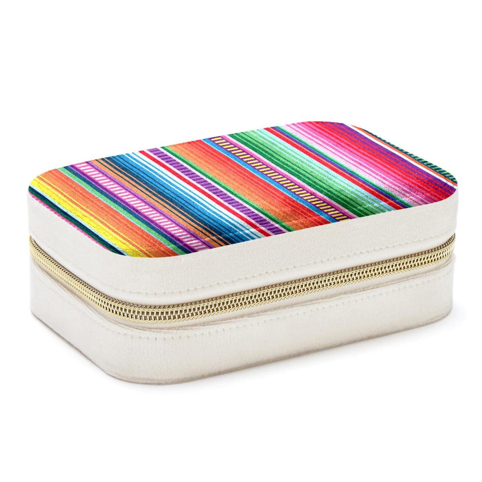 Boîte à bijoux bohème à rayures : mini organiseur de voyage portable