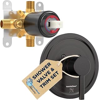 HammerHead Showers Solid Metal Single-Handle Trim Kit with Rough-In Shower Valve, Volume and Temperature Control, Pressure Balance, Oil Rubbed Bronze