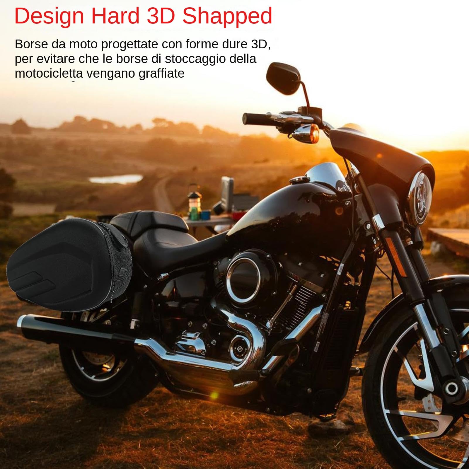 Set di borse laterali per moto - Portaoggetti per sella in PU da 17,7x11,8x8,3 pollici, capacità espandibile di 17,7x11,8x11 pollici, struttura impermeabile, design a installazione rapida | Portapacch