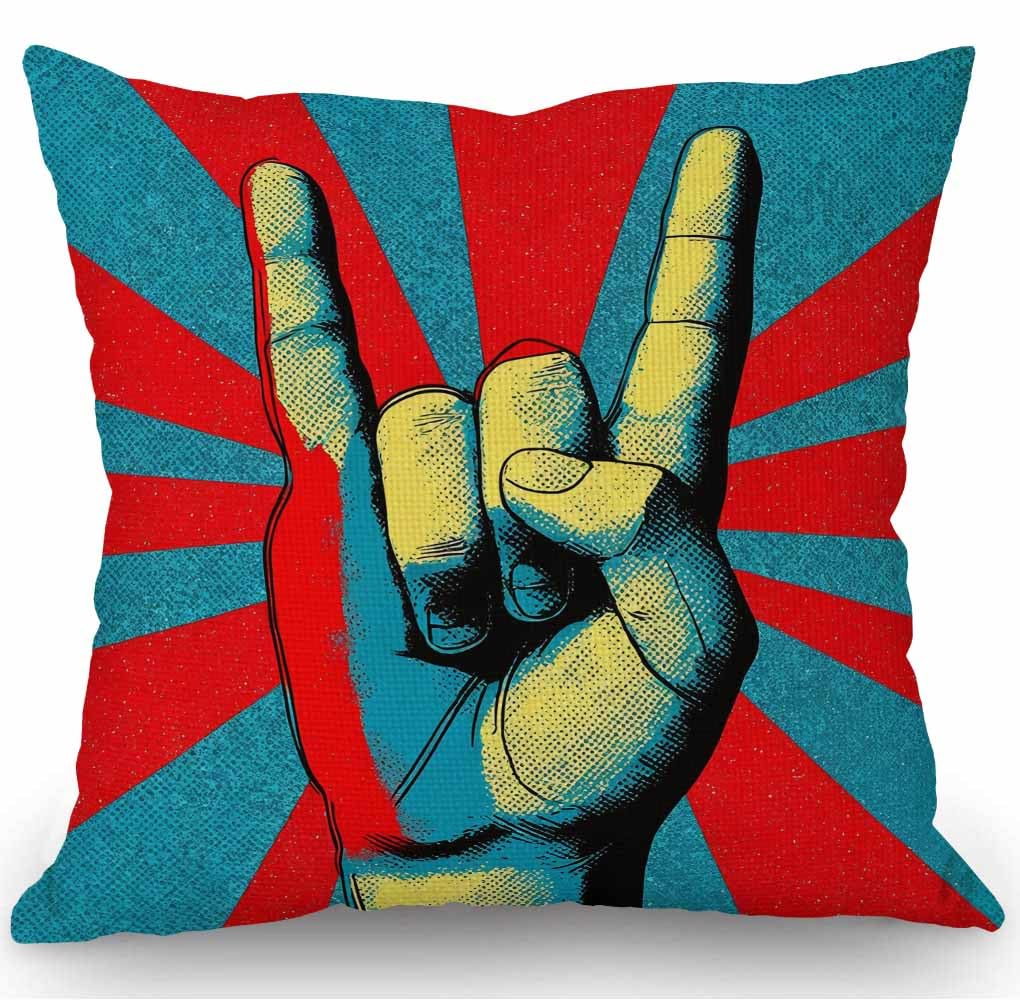 Amazon.com: SSOIU Hand in Rock n roll Sign Decorative Throw Pillow