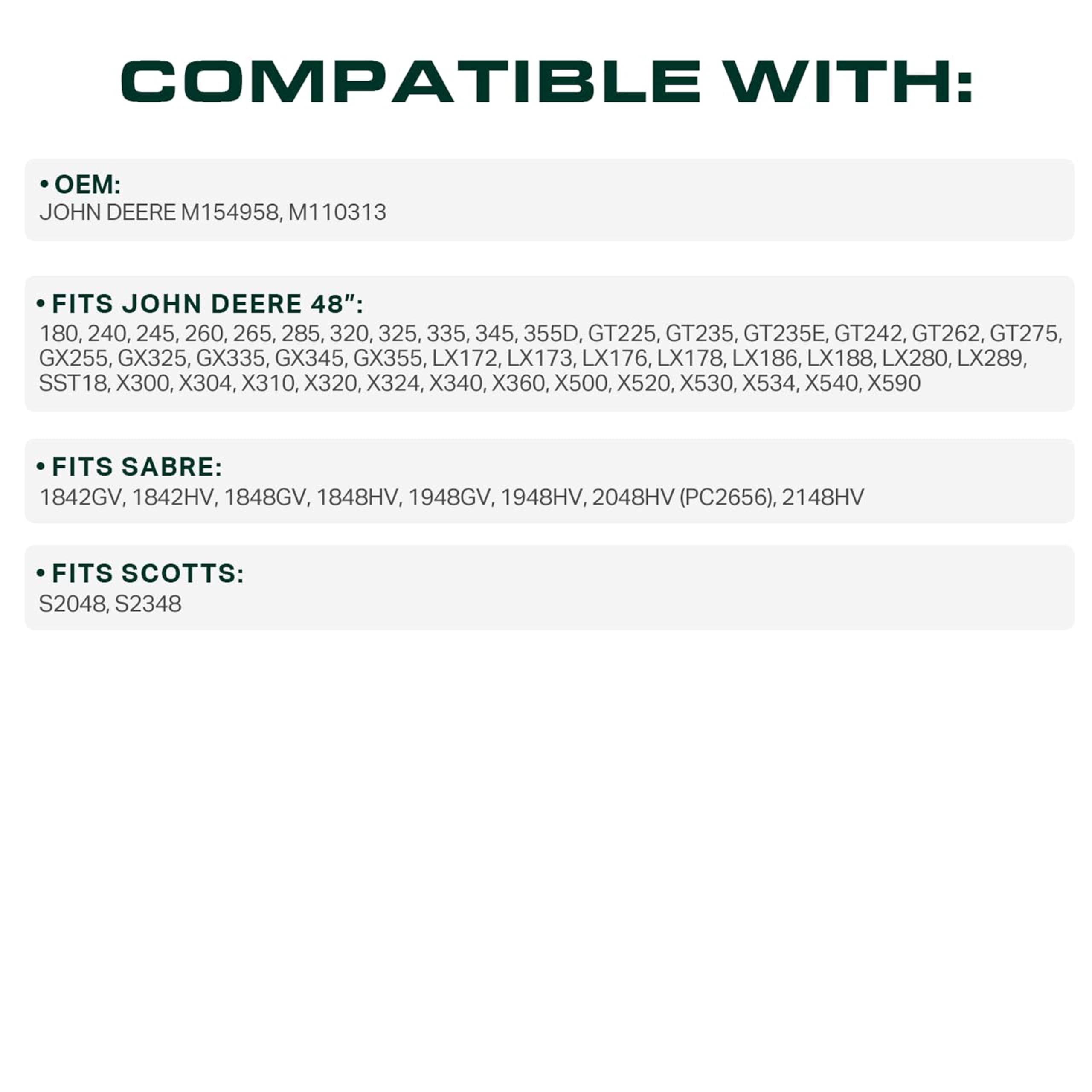 Correa de transmisión para cortacésped M154958, hecha de Kevlar Aramid Cord/Reemplazo para John Deere