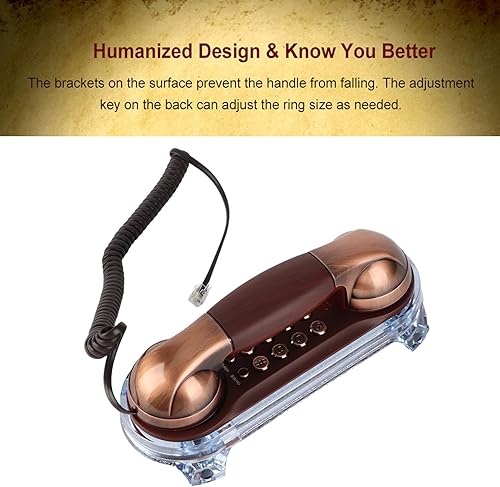 Miniatura 2 de Teléfono montado en la pared, mini teléfono antiguo retro montado en la pared, teléfono con cable, teléfono fijo de moda con retroiluminación azul,