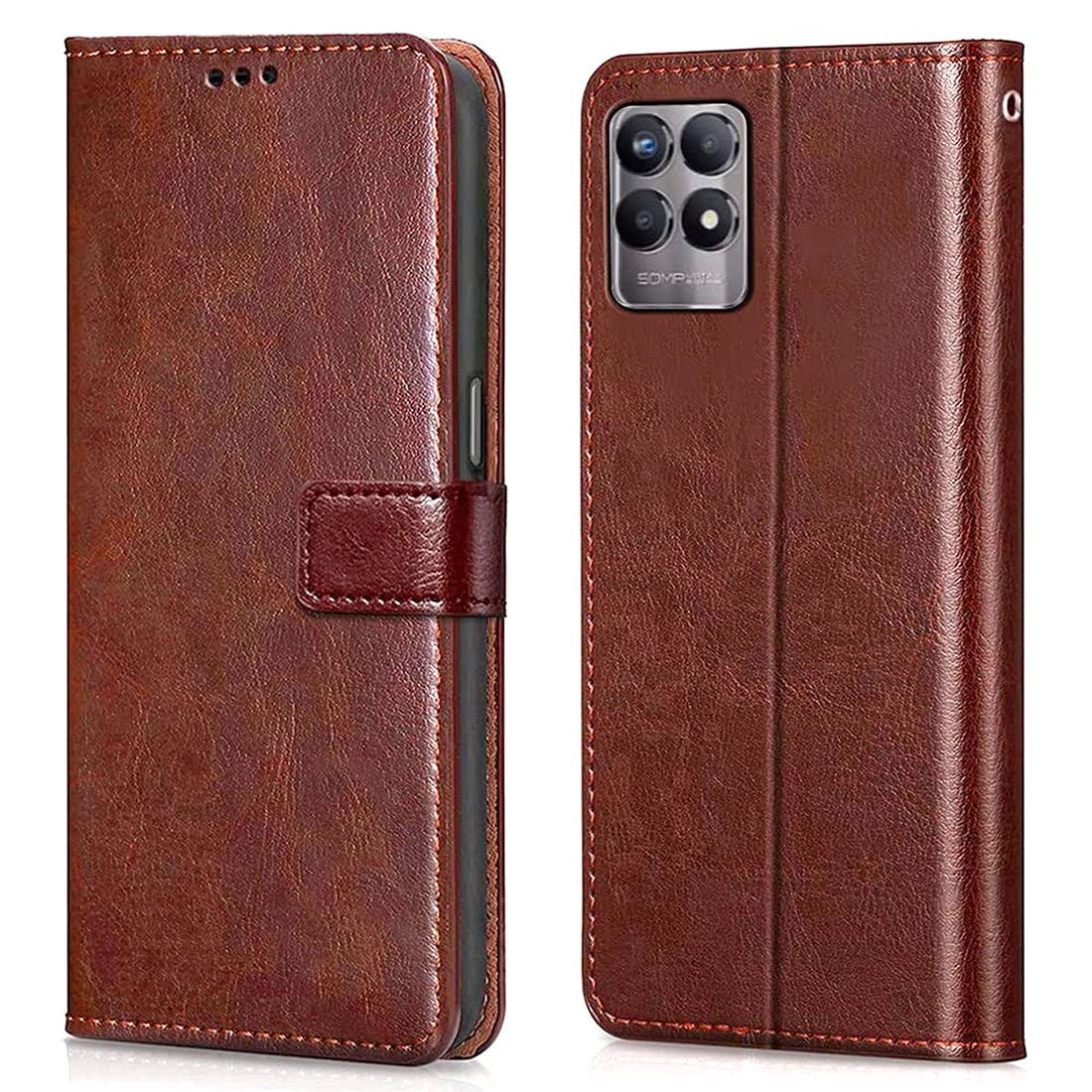 Amazon Brand - Solimo Flip Leather Mobile Cover (Soft & Flexible Back case) for Realme 8i (Brown) (B09G9B9LZH) Amazon Price History, Amazon Price Tracker