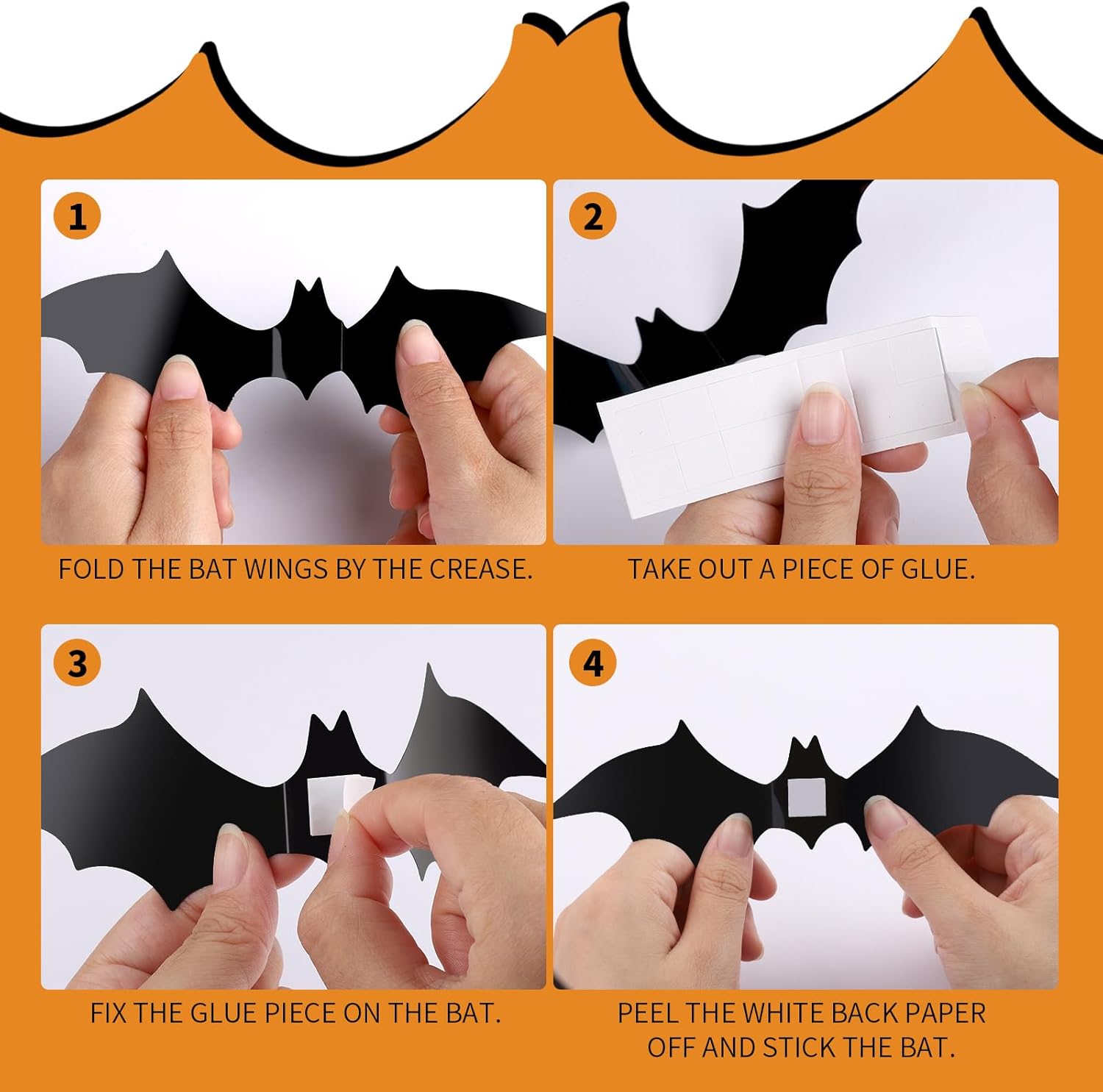 FANDAMEI 140PCS Bats Halloween Decoration, 5 Sizes Bats Wall Decor Party, 3D Bat Wall Decor for Halloween Decorations Indoor Outdoor. Black Sticky Bats Home, Bat Stickers for Window(140PCS)
