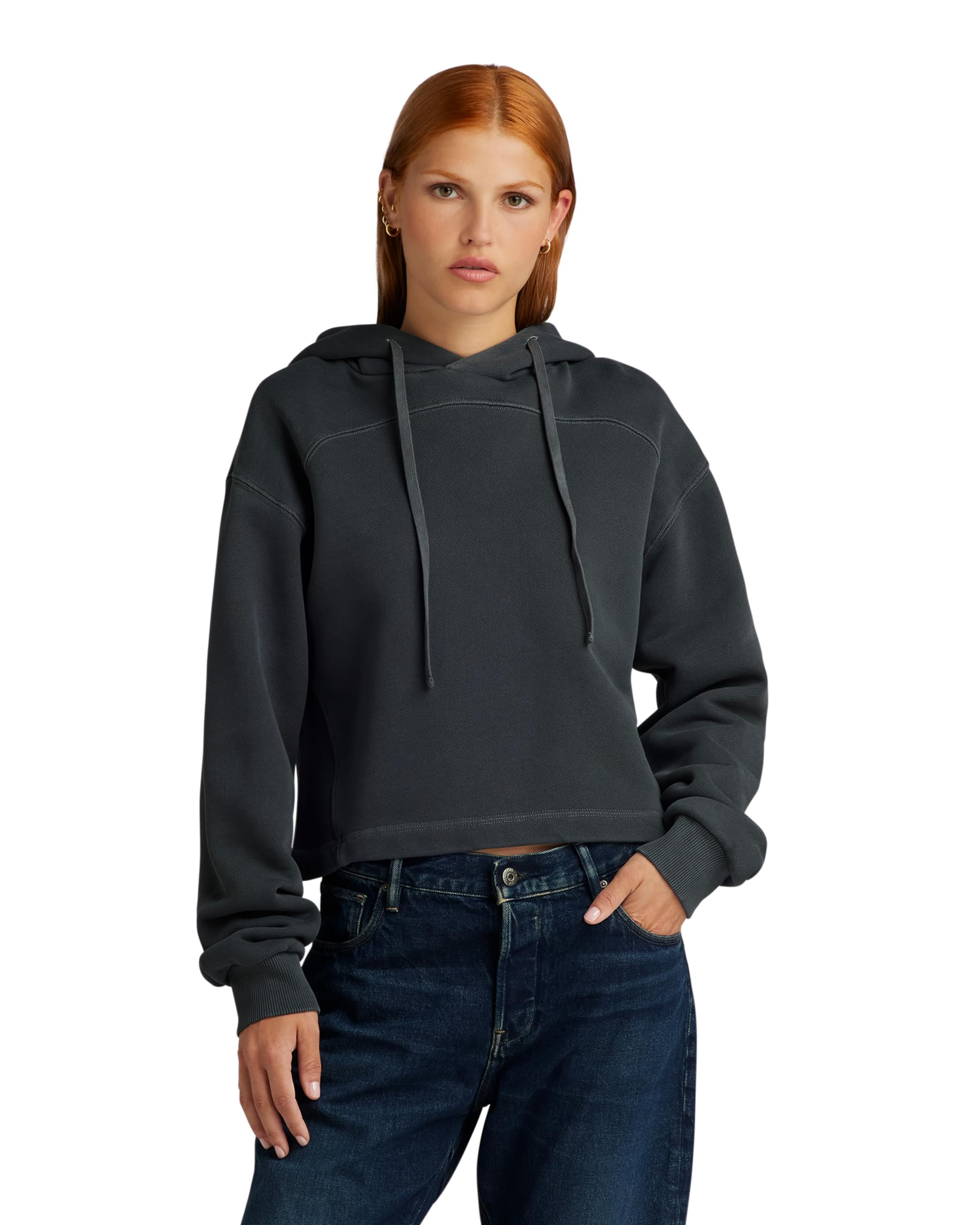 G-Star Women's Overdyed Loose Hooded Sweater, Black (dk black gd D24402-D575-B564), S