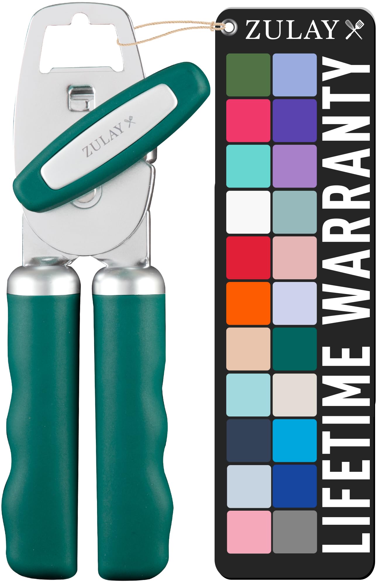 Ouvre-boîte manuel robuste Zulay Kitchen en acier inoxydable couleur émeraude avec décapsuleur