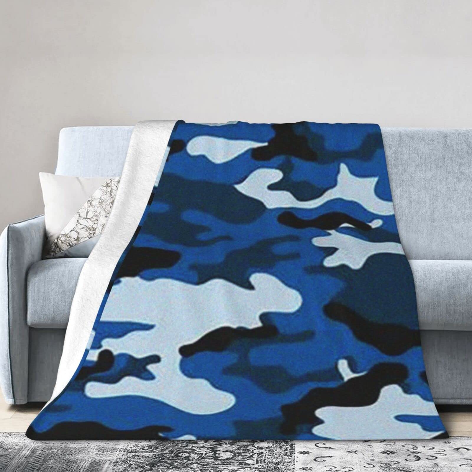 Couverture polaire super douce anti-froid pour lit et canapé motif camouflage