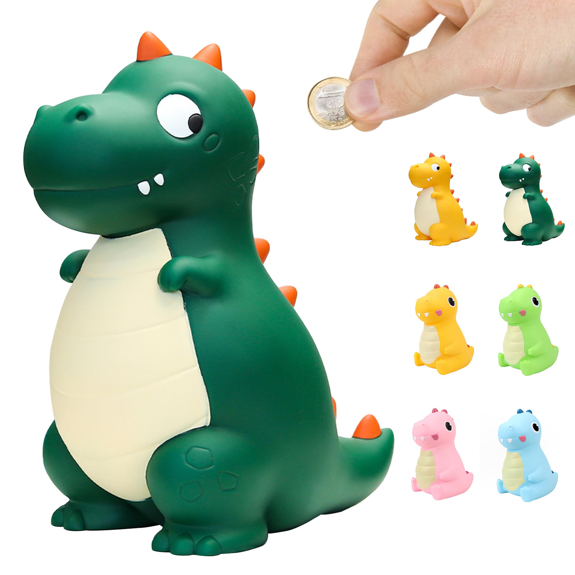 LEcylankEr Dinosaur Piggy Bank for Kids,Large Dino Money Box for Boys and Girls as Birthday Enrollment Baptism Birth Gifts (New Green)