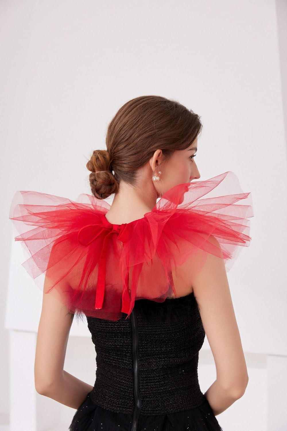 Clown Tulle Ruffle Collar, Layered Mesh Neck Ruffle, Victorian Elizabethan Renaissance Halloween Costume Accessory - Image 2
