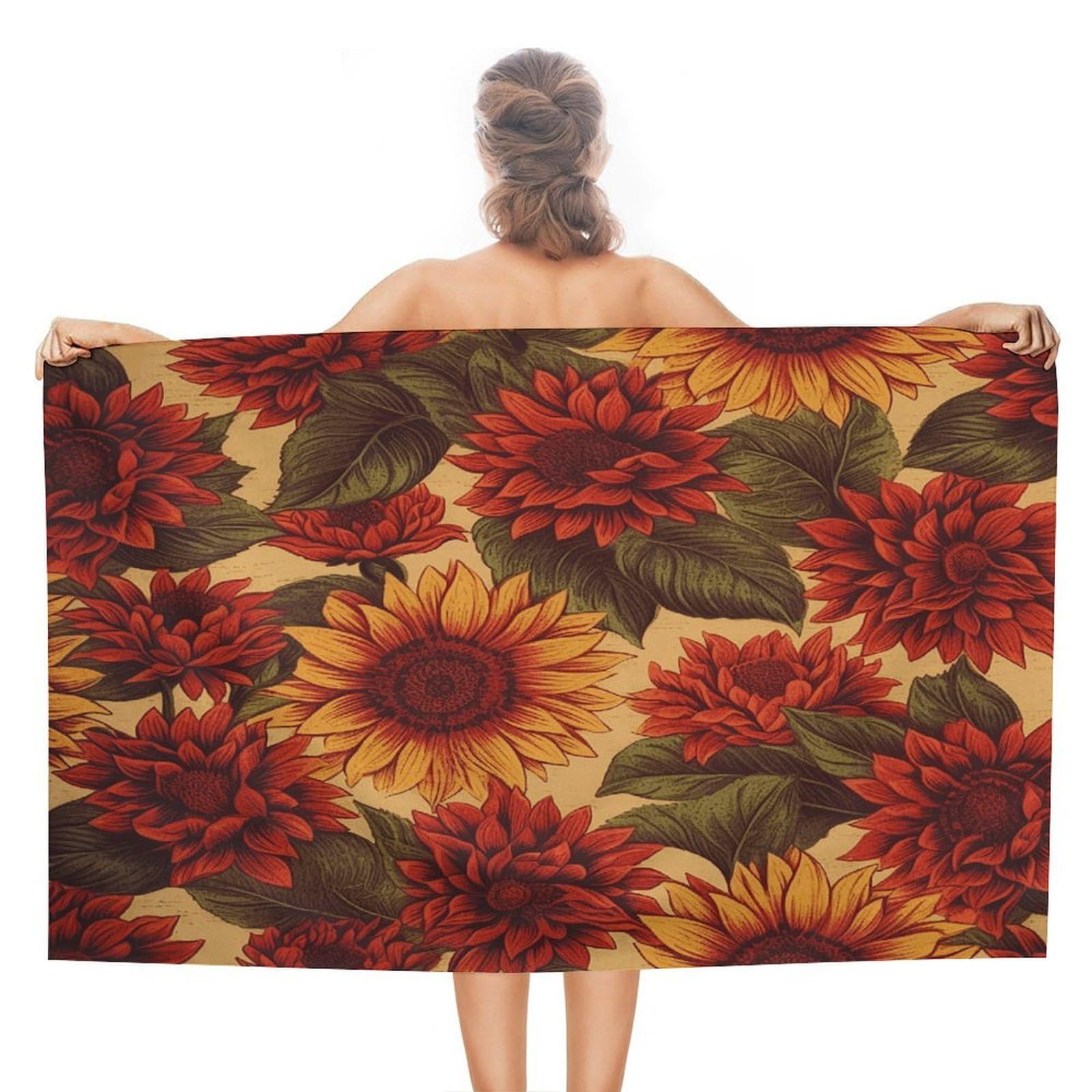 VstaDank Red Sunflower Beach Towel 51x31 Inch Oversized Soft Bath Towel Luxury Plush Thick Hotel Swim Pool Towels Super Quick Dry Travel Towels for Camping Gym Sports Yoga