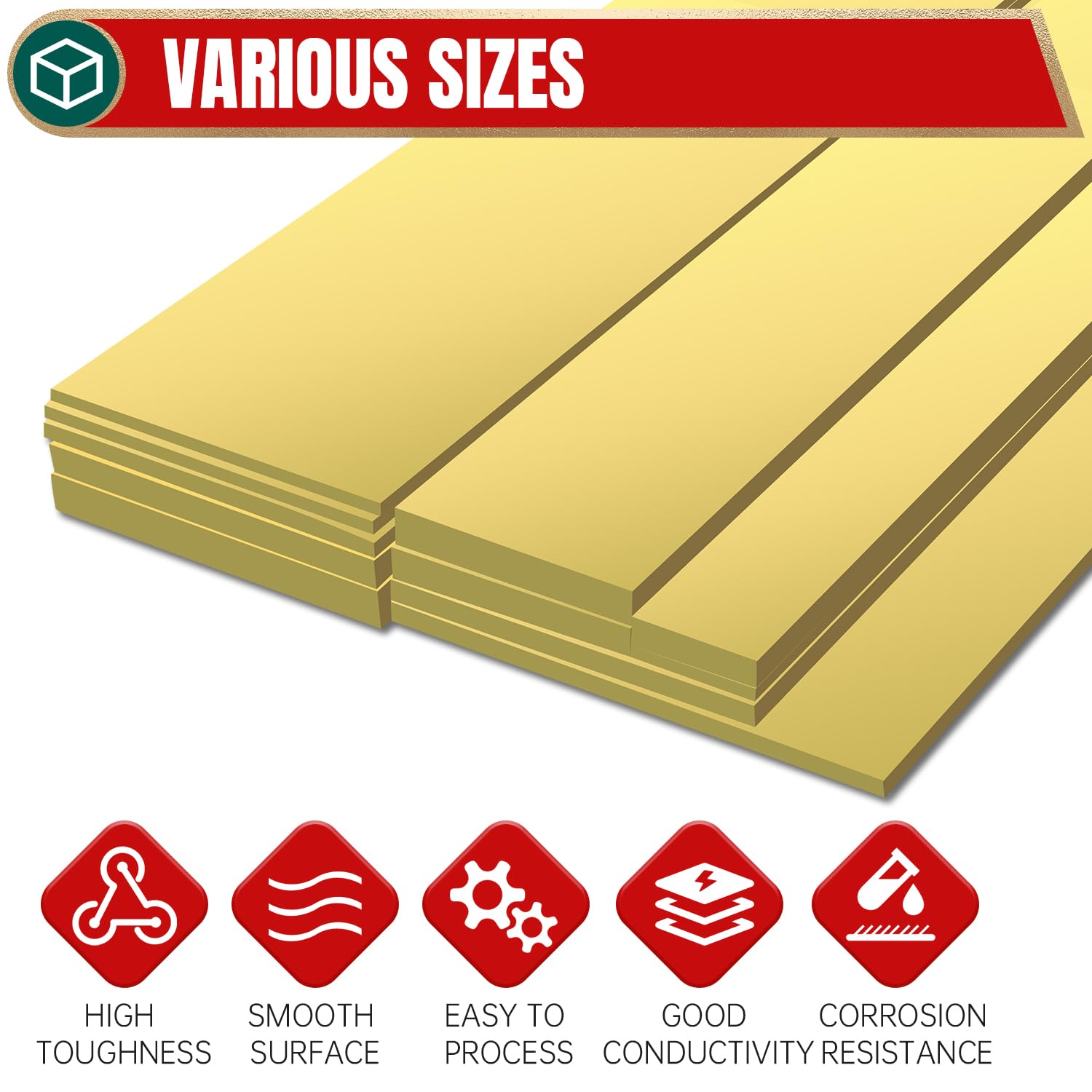 Lámina de latón 5x75x200 mm, latón plano puro al 99,9%, 1 pieza de placa de latón para manualidades, modelismo, tiras metálicas, industria