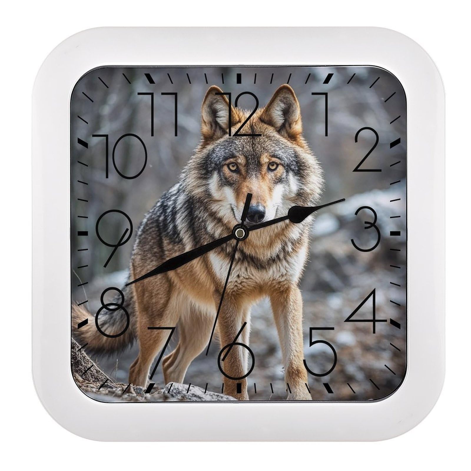 LZQPOEAS Wolf Wall Clock Fashionable Versatile Silent Wall Clock Simple Elegant Non Ticking Analog Clocks Easy to Install Square Modern Clocks for Home Decoration