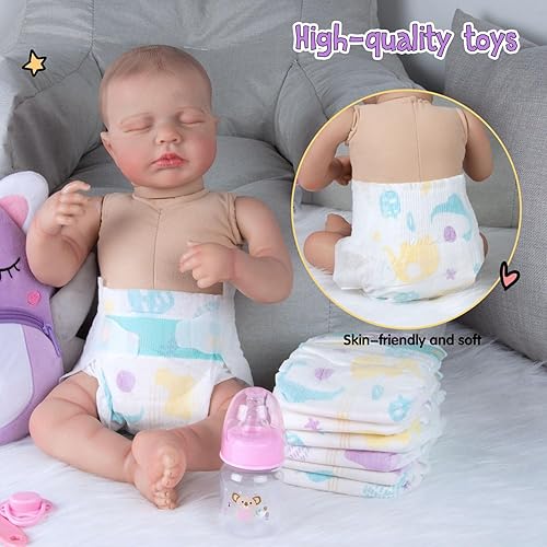 Miniatura 4 de Juego de 10 bolsas de pañales para muñecas Reborn de 17 a 24 pulgadas, accesorios para bebés recién nacidos, con mochila de unicornio, pañales,