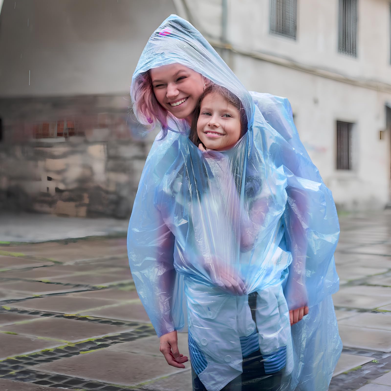 10 Zestawów Zestawów Transparentnych Poncho Przeciwdeszczowych Dorosłych z Kapturem Gruby Materiał PE i PVC Rozdzielne Spodnie z Uszczelnionymi Nogawkami Wodoodporne Kurtki
