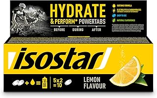Isostar - Hydrate & Perform Powertabs saveur Citron - Tablettes Effervescentes pour Boisson Isotonique - 10 Tablettes - 180463