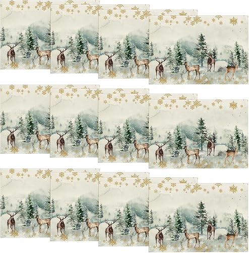 Miniatura 8 de Artoid Mode - Caminos de mesa de Navidad con diseño de árboles de ciervos y copos de nieve, para mesa de comedor, 12 x 18 pulgadas, juego de 4,