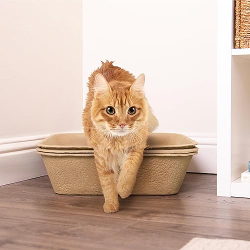 Miniatura 7 de Kitty Sift (juego de 2 cajas de arena y 1 forro de tamizado) Caja de arena desechable para gatos, 3 unidades, duradera y portátil para viajes con