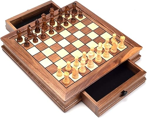 Miniatura 2 de Juego de ajedrez magnético de madera maciza para escritorio, colección clásica de juegos de ajedrez de metal, con tablero de madera de lujo y