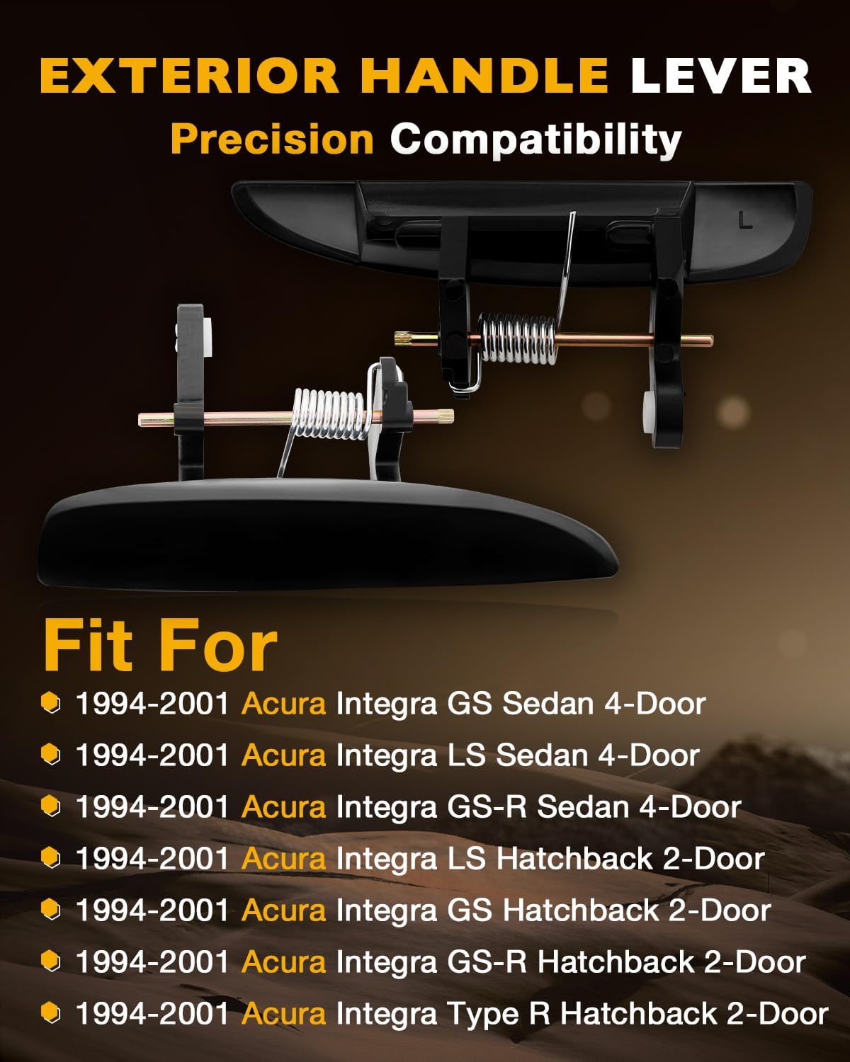 Exterior Door Handle Levers, Compatible with 1994-2001 Honda Acura Integra GS-R/GS/LS Sedan 4-Door / Hatchback 2-Door, Front/Rear Left Drive Side & Right Passenger Side, Outer Door Handle Moving Arms