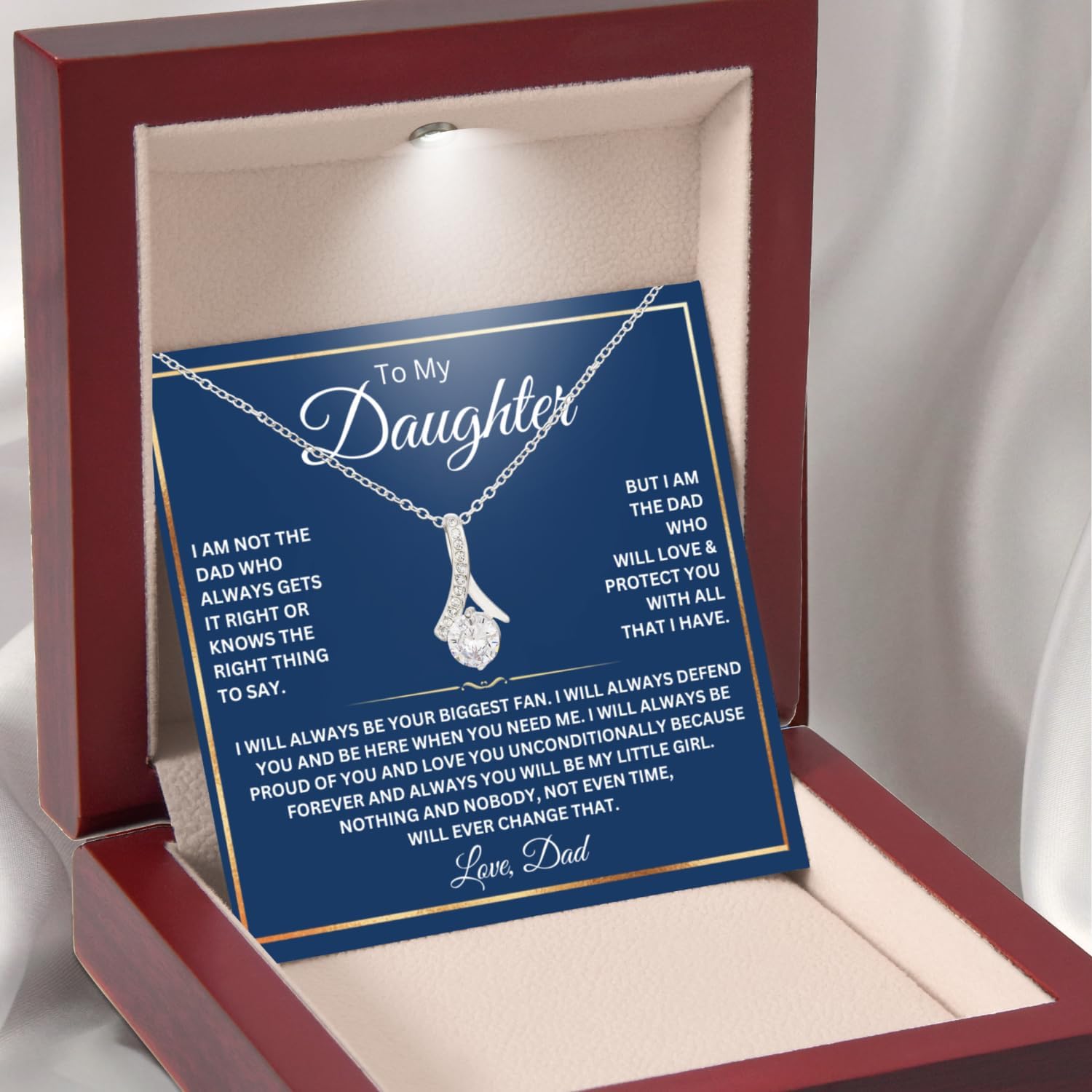 To My Daughter Necklace From Dad With Heartfelt Message, Daughter Birthday Present From Dad, Jewelry Gifts For Graduation for Her From Mom or Daddy, 14K Pendant - Image 2