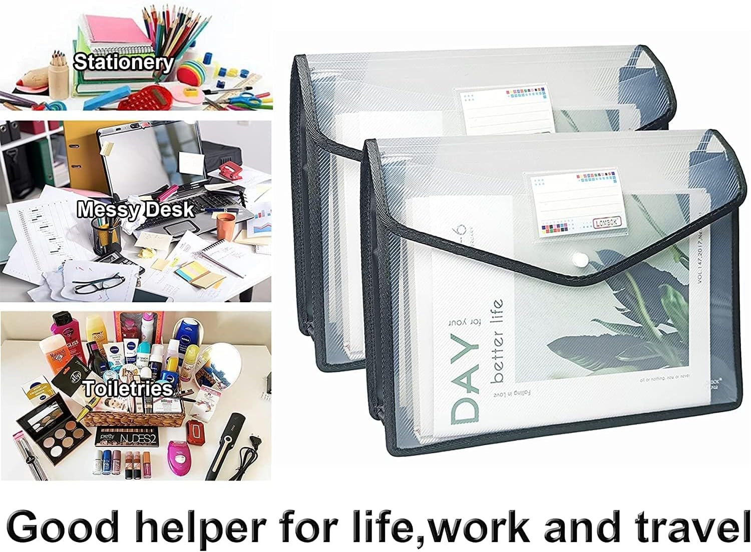 YoeeJob Plastic File Folders Legal Size Expandable Document Folder with Snap Button Closure, A4 Expanding File Wallet Envelopes Pouch with Label Pocket, 18 Packs, Muti-Colored