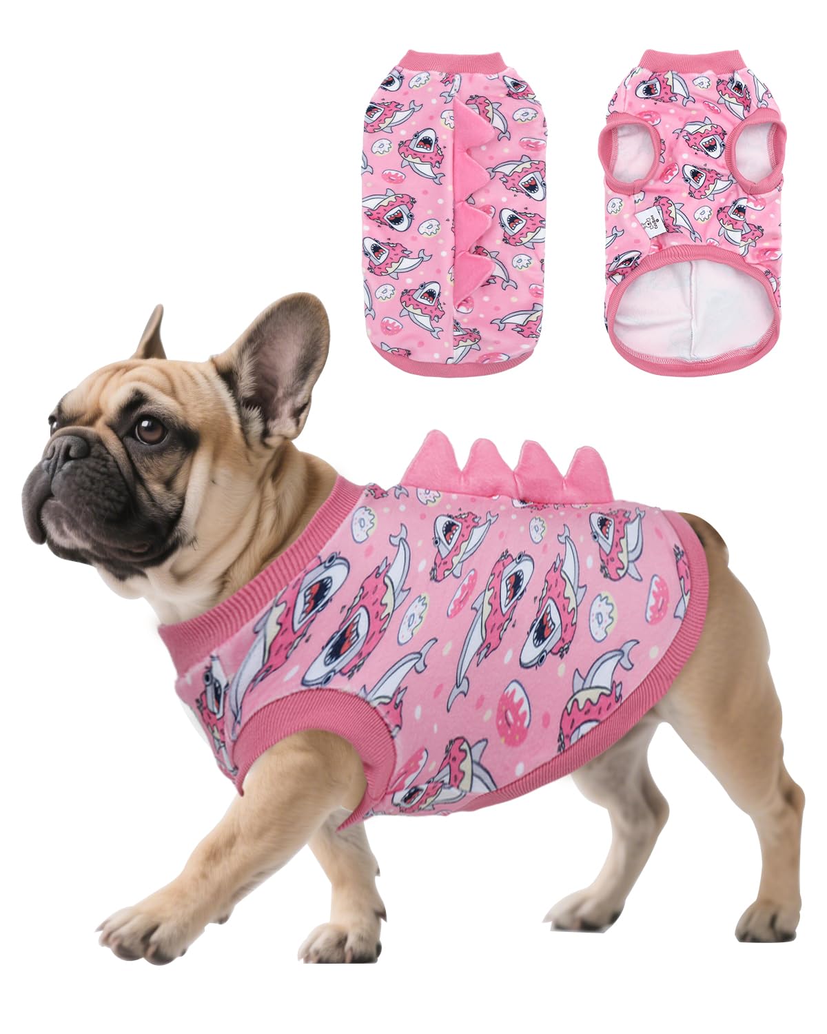 CuteBone Dinosaur Costume Dog Shirt, Stretchy Velvet T-Shirt Clothes for Small Dogs, Soft &amp; Breathable Pet Tee Outfit Cat Apparel for Daily Wear, Cozy Pullover Design Puppy Fashion COSBX05XS