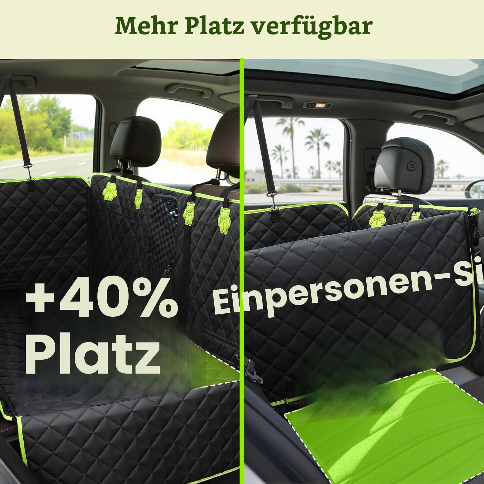 pecute 2-in-1 Hundedecke Auto Rückbank, Extra Stabiler Hunde Autositz, Hunde Autositz Rückbank Verbreitert, Autoschondecke Hund Rücksitz mit Harter Unterseite, wasserdichte & Anti-Kratz, Sofa Textur