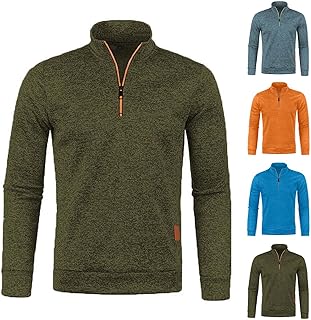 luoluoluo Men's 1/4 Zip Pullover UK Sale Clearance, Fleece Sweatshirt Casual Jumper Long Sleeve T-shirt Top Stand Collar Sweater Plain Pullover Sports Leisure Workwear Quarter Zip Sweater Lightweight Jumpers