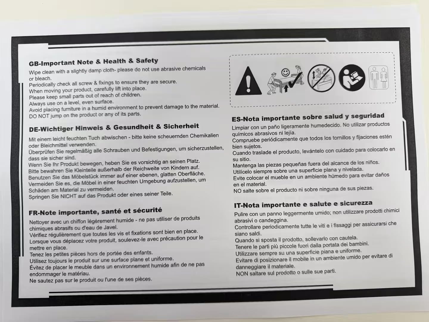 Important Safety and Health Notes