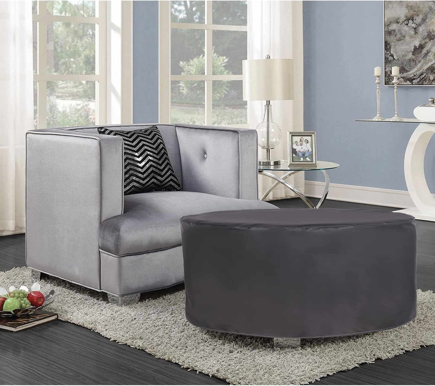 Patio Furniture Covers Windproof 37" D x 28" H, Garden Table Cover Waterproof, Garden Furniture Covers Round, Outdoors Patio Furniture Set Cover Tear-Resistant DustProof